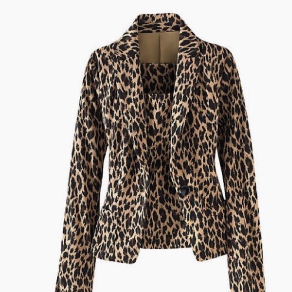 ‼️SOLD‼️Cheetah Print One-Button Blazer - Picture 1 of 5